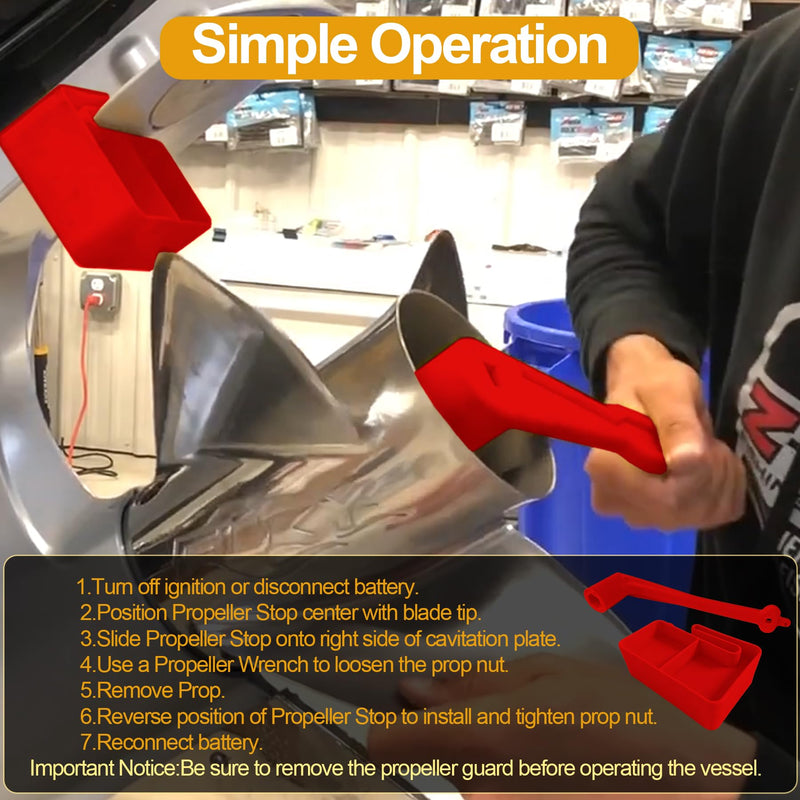 Polymer Propeller Wrench 1-1/16" Nut Wrench & Prop Stop Propeller Stop Fit Mercury/Mercruiser/OMC,Marine Boat Prop for All Outboard & Stern Drive Applications,Light-Weight, Rustproof Plastic,Red(27mm) Red Kit