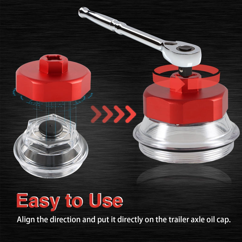 Aluminum Trailer Axle Hub Oil Bath Cap Wrench Compatible with Dexter 9K 10K General Duty Axle Fits Drum Number 8-415 (After July 2009), 8-430 (After April 2013) For 9K/10K Axle