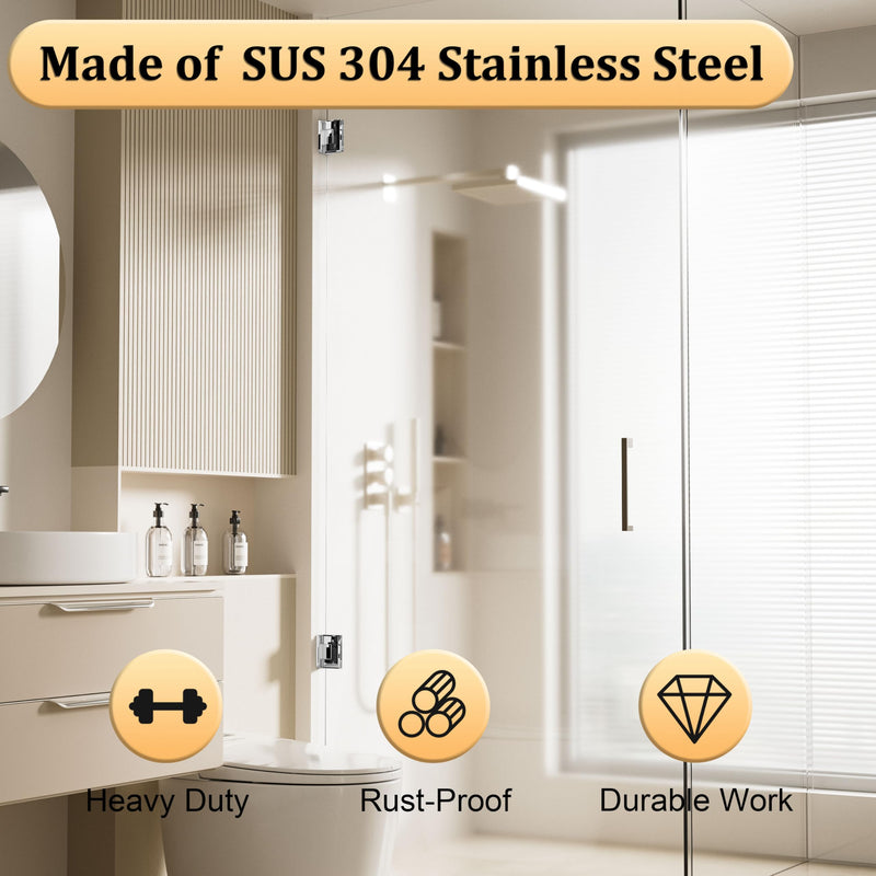 Alise Glass Shower Door Hinge,90° Hinge for Glass Doors,Polished Chrome | Heavy Duty Solid SUS304 Stainless Steel,Wall to Glass Mounted,Frameless Shower Doors Hardware Replacement Part Polished Chrome (S/1P)90 Degree