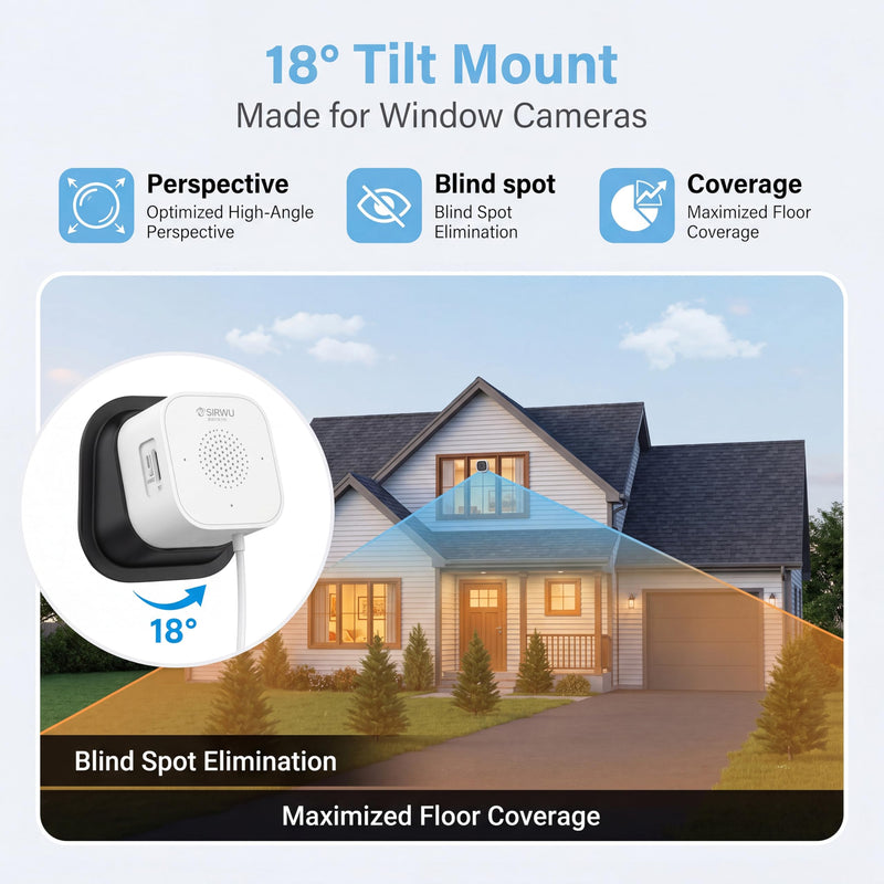 2 Pack Angled Window Camera Mount, 18° Angle Adapter for Most Magnetic Window Security Cameras Viewing Through Glass, Adhesive Glass Mount, 30mm Lens Opening