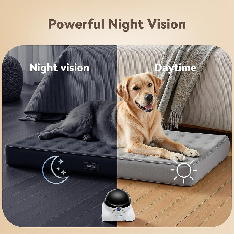 DreamBee Security Indoor Camera 1080P Dual Lens,Robot Camera on Wheels Movable with 2-Way Talk,Distance Bot with Night Vision,Blinky Bot App Control for Home Security/Cats/Dogs/Baby/Elderly