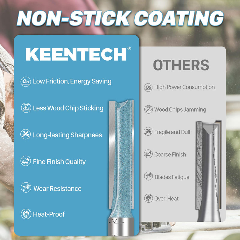 KEENTECH Extra Long Straight Router Bit, 1/2" Shank, 1/2" Cutting Diameter x 3" Cutting Depth, Industrial Carbide-Tipped for Woodworking, with Storage Case Extra Long 1/2"Dia. - 3"Depth Extra Long 1-Piece