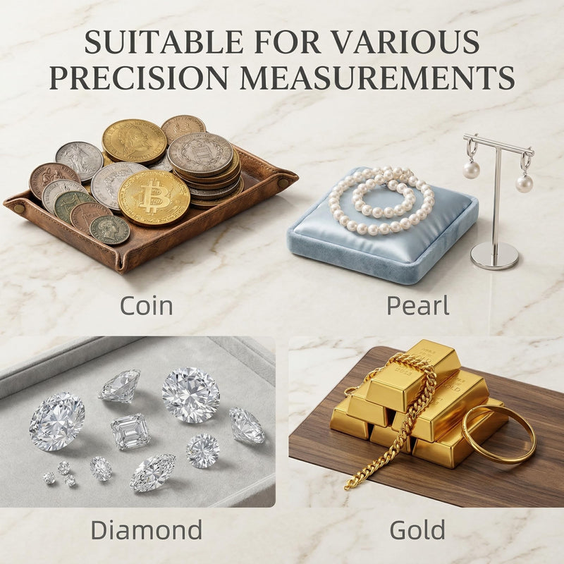 Digital Coin Scale, 500g x 0.01g Gram Scale for Jewelry and Gold, Precision Pocket Jewelry Scale for Coin Collectors & Bank Tellers, with Calibration Weight