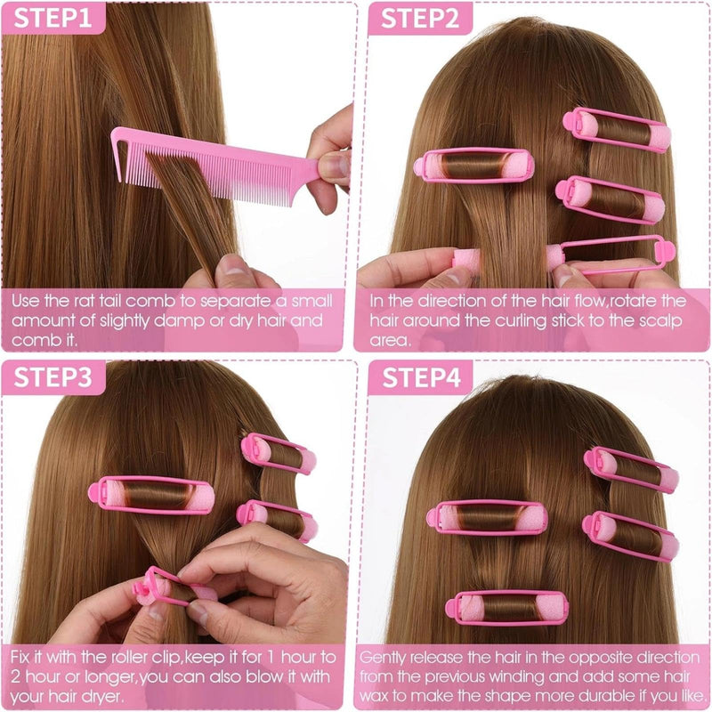 28 Pcs Soft Sponge Hair Rollers, Foam Hair Curlers, Rollers for Hairs Curling, Roller Foam Styling Hairs for Women & Girls, Curler Home DIY Curling Tool for Effortless Waves & Curls, No Heat Damage
