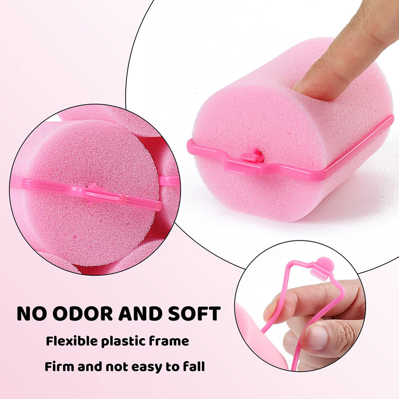 Jumbo Foam Sponge Hair Roller Soft Sleeping rollers Curvy Wavy Hairstyle Curling Hair Styling Tools 24 Pieces Use For Long Hair Short Hair Ladies And Children 2"X2.75"(pink) Pink