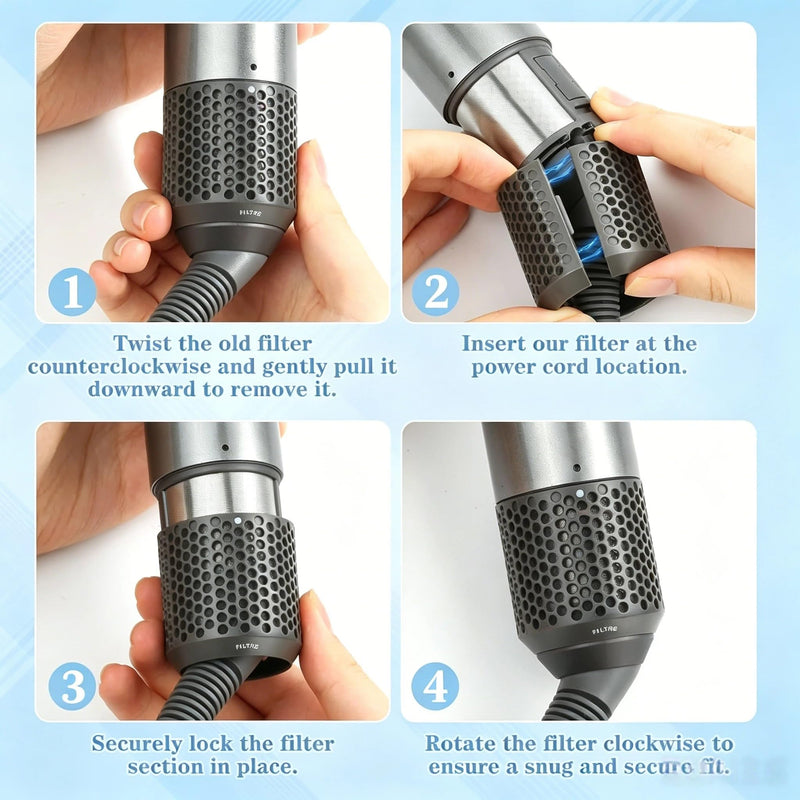 Outer Filter Cage Cover with Cleaning Brush Compatible with Dyson Airwrap HS01 HS05, Strainer Magnetic Filter Replacement Parts 969758-06 969760-01 Dark Grey