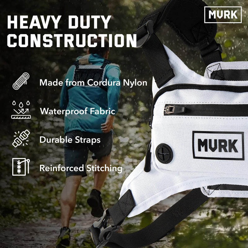 MVRK Water Resistant Chest Pack - Running Vest for Workouts, Running Phone Holder Extra Storage, Lightweight Running Pack Off-white