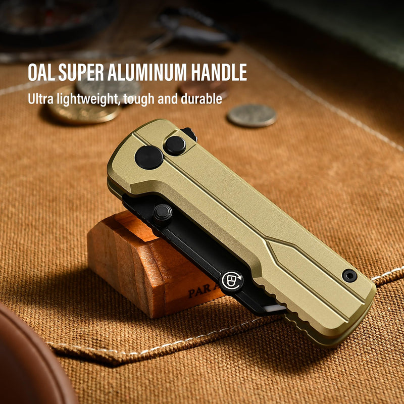 OKNIFE U1 Ultra Pocket Folding Utility Knife with Ceramic Blade, Lightweight O-Aluminum Handle Box Cutter with Clip, Button Lock Pocket Knife for Men Women (Olive Green) Olive Green
