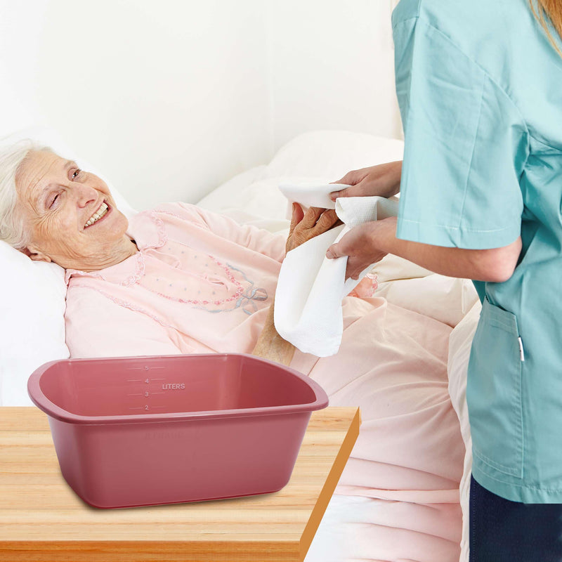 Plastic Wash Basin 2 Pack - 5 Liter Rectangle Plastic Tub with Rolled Rim - Good for Washing Limbs and Carrying Liquid - Good for Hospitals, Nursing Homes, and Medical Facilities Pack of 2