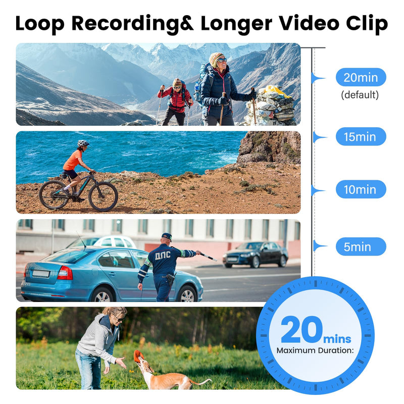 BOBLOV Body Camera with 180°Rotatable Lens, 4K/48MP Small Body Camera, Night Vision Function, Easy to Use and Take for Lecture, Traveling, Pet Walking and Outdoors Activities (4K-256GB) 4K-256GB