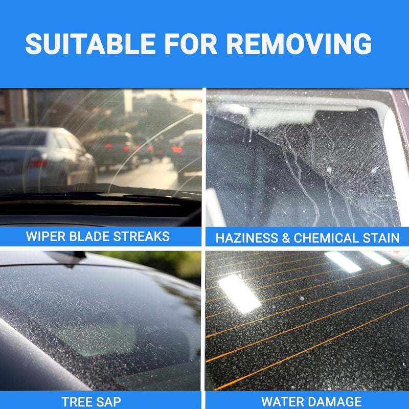 GLASS POLISH DIY 3” Windshield Polishing Kit for Car Glass Restoration, Remove Wiper Blade Damage, Fine Scratches, Haziness, and Water Spots, Restore Glass Clarity and Shine - GP21005 Glass Repair Kit
