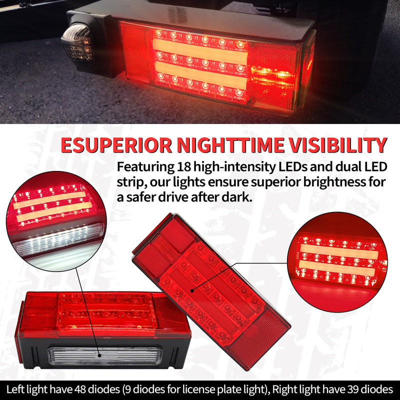 Gonice Submersible Boat Trailer Light Kit - Super Bright LED Trailer Lights with Halo Strip Lights - Ideal for Camper Truck RV Snowmobile Under 80" - DOT Compliant, IP68 Waterproof
