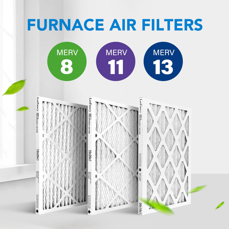 LotFancy 10x20x1 Air Filter MERV 8 4-Pack, Actual Size: 9.75"x19.75"x0.75",Pleated Furnace & AC Filter Replacement, Captures Dust, Pet Hair, Pollen MERV 8 4pcs