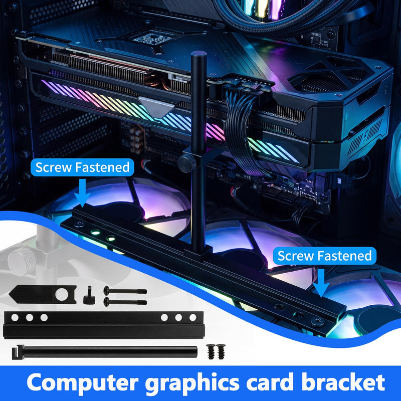 GPU Support Bracket, Metal Graphics Card Holder Support for 9cm/12cm/14cm Fan Mount, Adjustable Anti Sag GPU Stand 10-129mm for ATX MATX ITX Computer Case