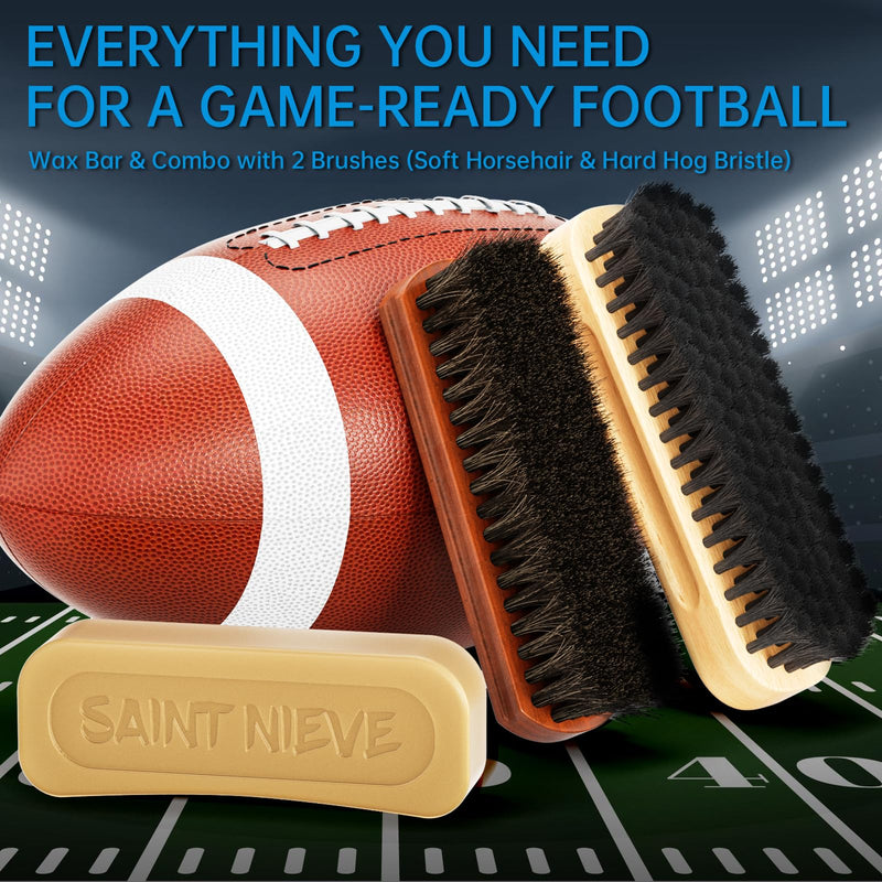 Football Prep Kit with Beeswax & Dual Brushes – Leather Football Conditioning Set for Grip, Break-in & Maintenance