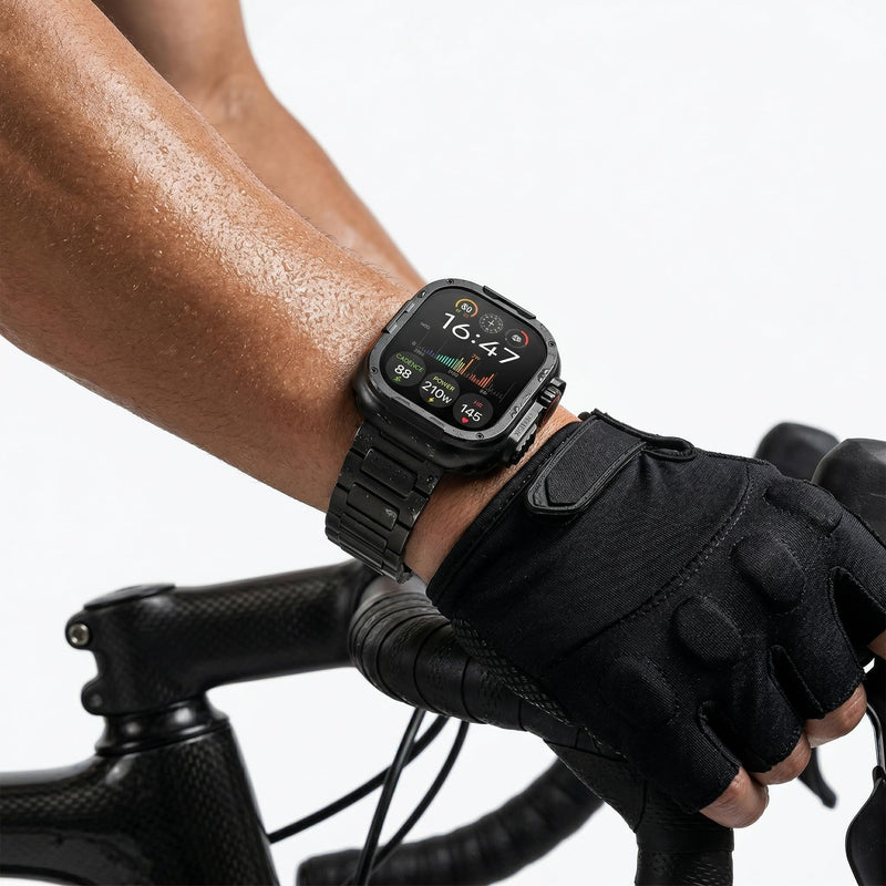 Titanium Rugged Case Compatible with Apple Watch Ultra 3/2/1 49mm, 2 in 1 Full Coverage Metal Cover with Screen Protector, Lightweight Protective Pure Titanium Bumper for iWatch Case Black