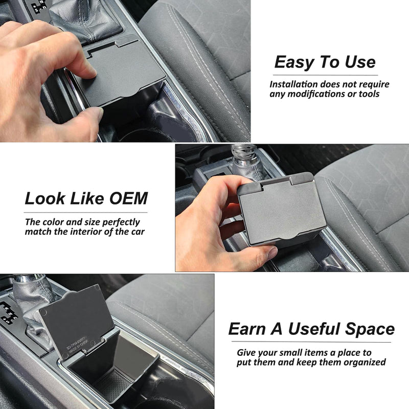 JKCOVER Center Console Coin Box Organizer Compatible with 2016-2020 2021 2022 2023 Toyota Tacoma Accessories Armrest Insert ABS Plastic Coin Holder Secondary Storage Box