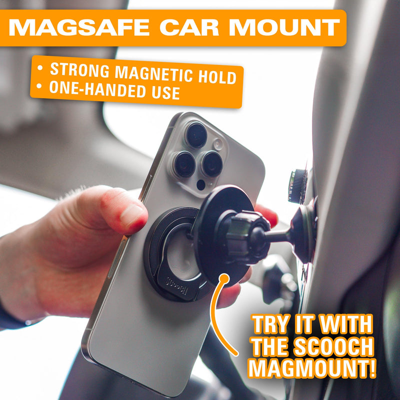 Scooch Magnetic Phone Ring Holder for MagSafe Phone Grip [MagRing 2.0], Magnetic Ring with Adjustable Stand, Strong Magnets, for iPhone 15/14/13/12, Compatible with MagSafe Accessories Gray