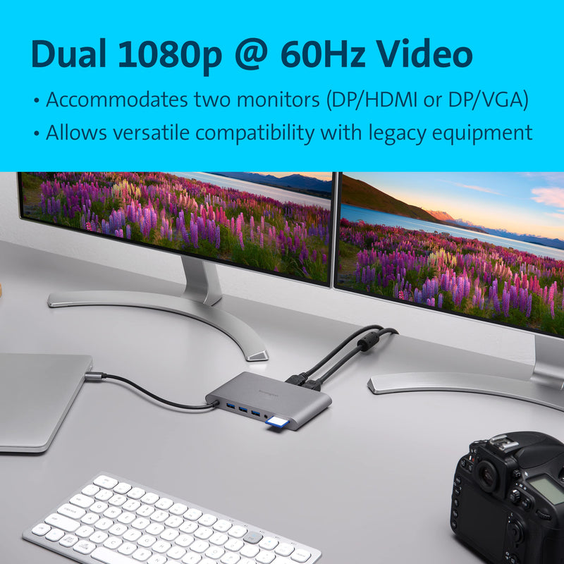 Kensington UH1440P 10-in-1 Dual Monitor USB-C Hub, Laptop Docking Stations with DisplayPort/HDMI/VGA Ports, SD & Micro SD Card Readers, 85W Charging for Thunderbolt 3/4 and USB-C Devices (K33853WW)
