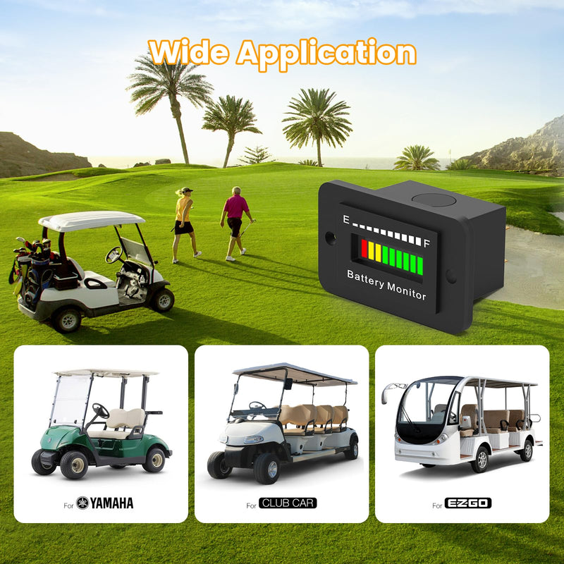 BM210 12V 24V 36V 48V 60V 72V Battery Meter, Waterproof LED Battery Voltage Display Acid&Lithium Battery Gauge Meter for Golf Cart EZGO Club CAR and Most Car(BM210) BM210
