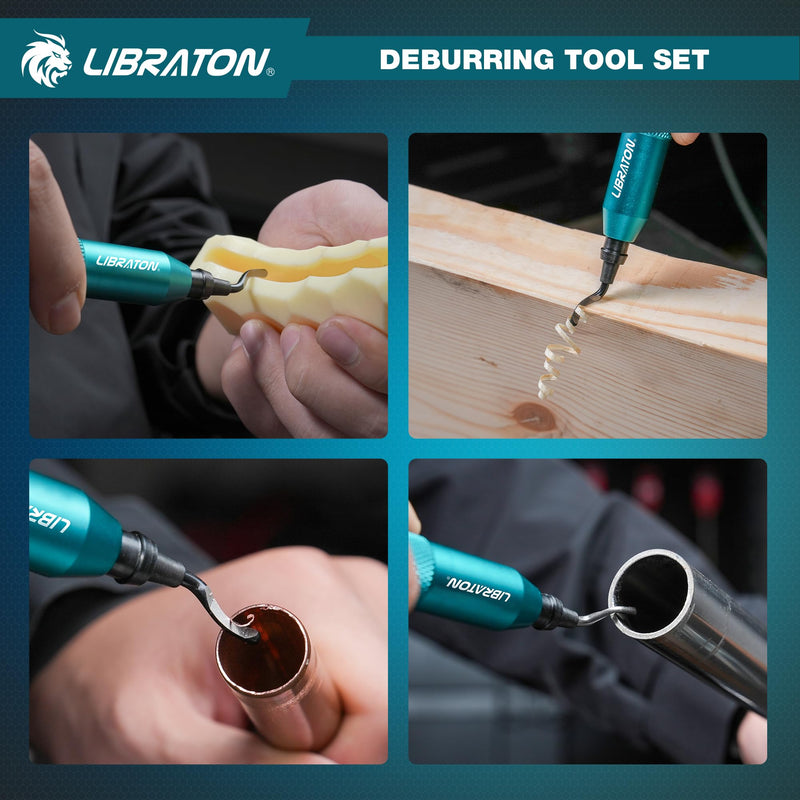 LIBRATON Deburring Tool, Countersink Hand Reamers, with 10 HSS Blades, 360 Degree Swivel Deburring Tool for Metal, Resin, PVC, Copper, Plastic, Wood, Deburring Tool 3d Printing, Chamfering Reamer Tool
