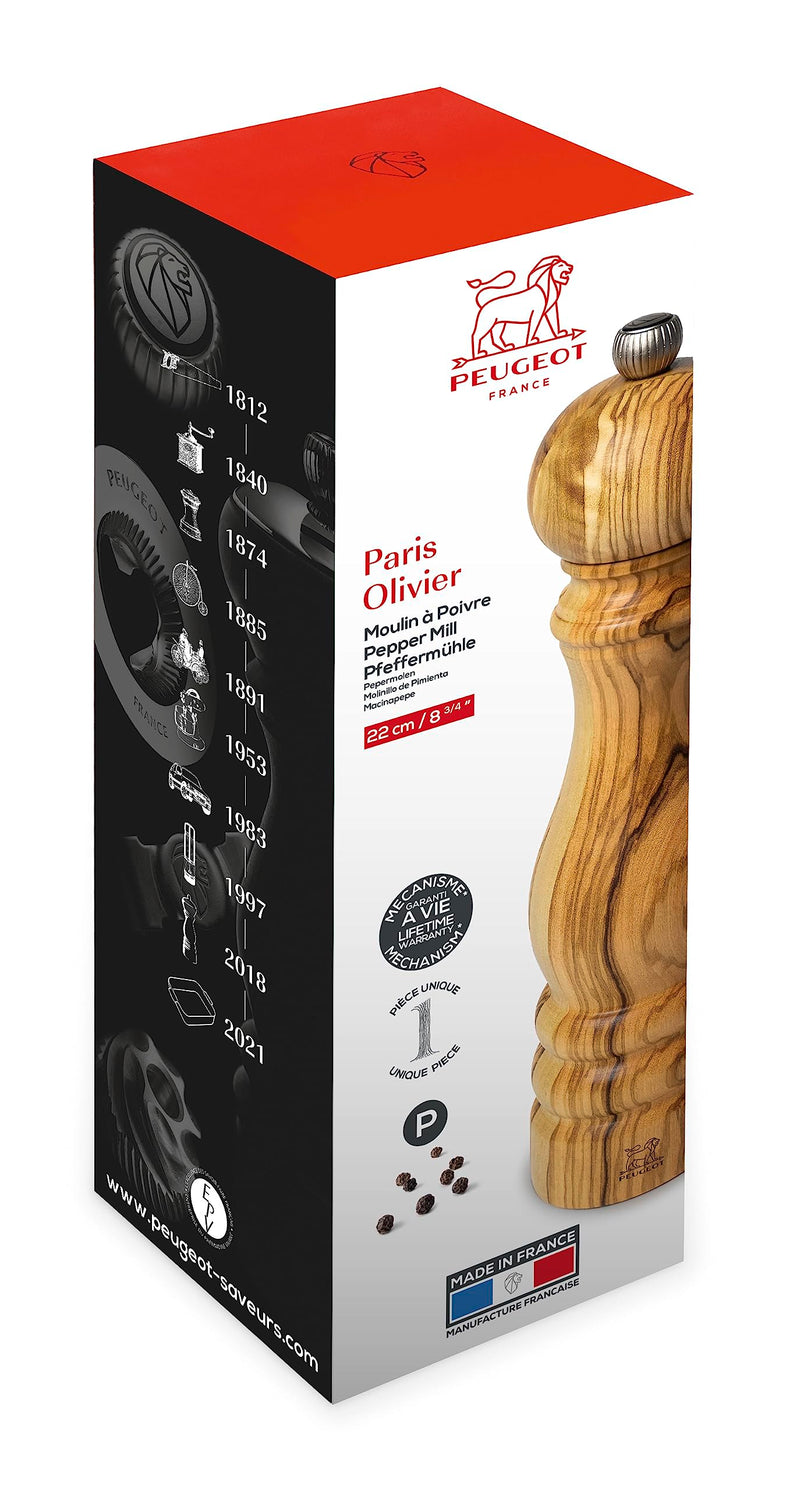 Peugeot Paris Olivier Pepper Mill 22cm - 9in Olive Wood 8.67in.