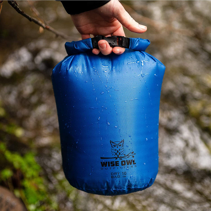 Wise Owl Outfitters Waterproof Dry Bag 3-Pack – Lightweight & Airtight 5L/10L/20L Small & Large Dry Bags for Kayaking, Beach, Travel, Boating, Hiking Blue