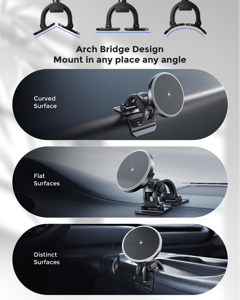 2-in-1 15W Magsafe Car Mount Charger, Magnetic Wireless Car Charger | 360° Dashboard & Air Vent Phone Mount, Phone Holders for Your Car, Car Accessories for Men Women for iPhone 17-12