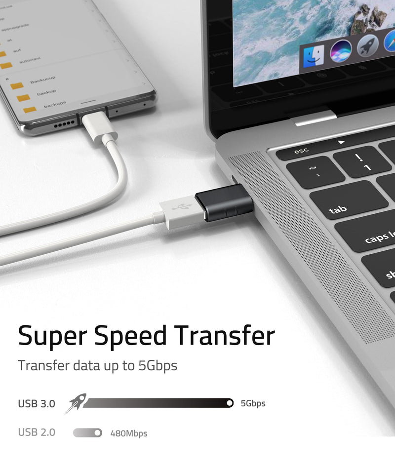 Syntech USB C to USB Adapter Pack of 2 USB C Male to USB3 Female Adapter Compatible with iPhone 15 Pro Max MacBook Pro Air 2023 iMac iPad Mini Pro, Other Type C or Thunderbolt 4/3 Devices, Space Black