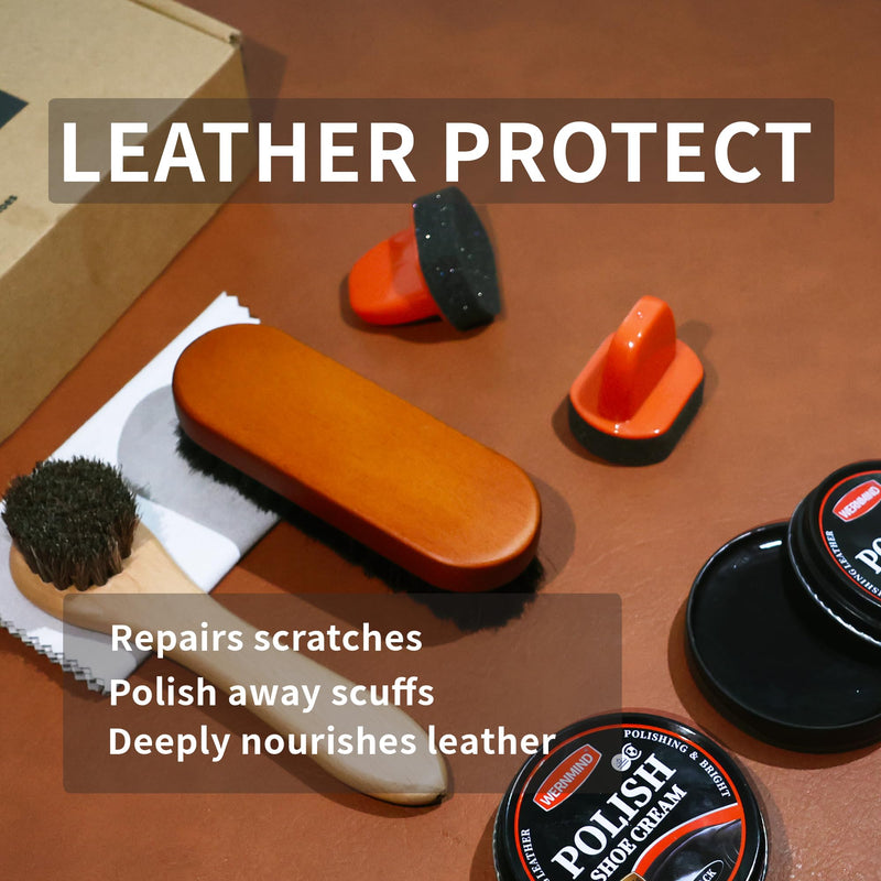 Black Brown Shoe Polish Kit Saddle Soap Mink Oil Shoe Shine Kit Boots Leather Conditioner Cream Wax Care Set 10pcs Polish Kit 10pcs Black Polish
