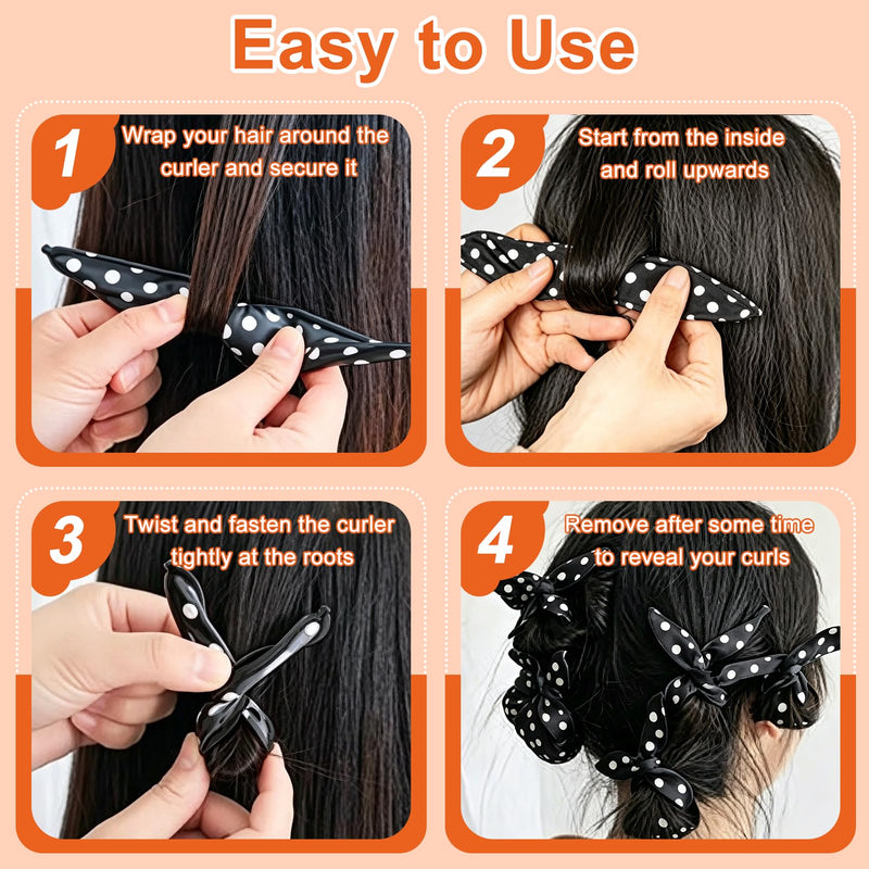 12PCS Heatless Hair Curlers, Soft Sponge Pillow Rollers, No Heat Curlers for Long & Short Hair, Flexi Rods Style Sleep In Rollers DIY Wave Formers Hair Styling Tools