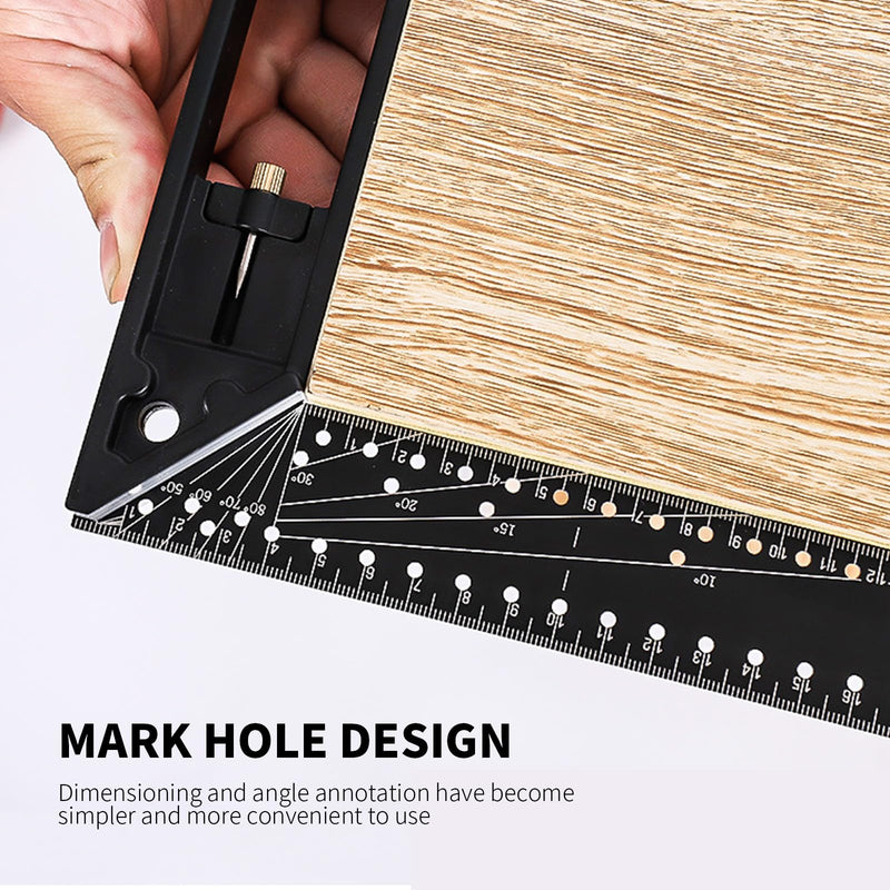 12" Woodworking Square Ruler, 2025 Newest Carpenter Square, Combination Framing Square, Adjustable Square 10-90 Degrees, L Square for Precise Measuring, Drawing, Woodworking, L Shape Ruler (Black) Black