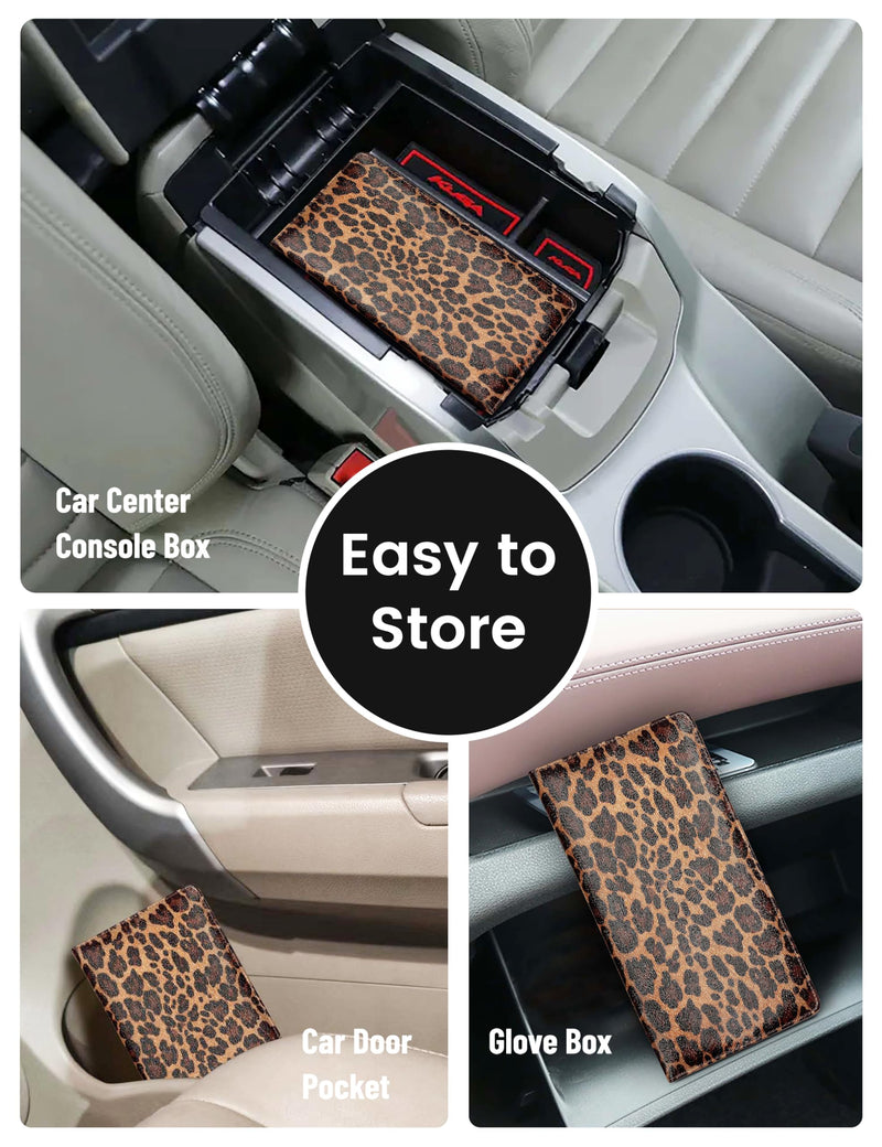 Yarnic Leopard Car Registration and Insurance Holder, Car Document Holder with Magnetic Closure, Car Organizer Vehicle Glove Box Compartment Organizer, Car wallet Case for Teens Men Women darkleopard Big Size