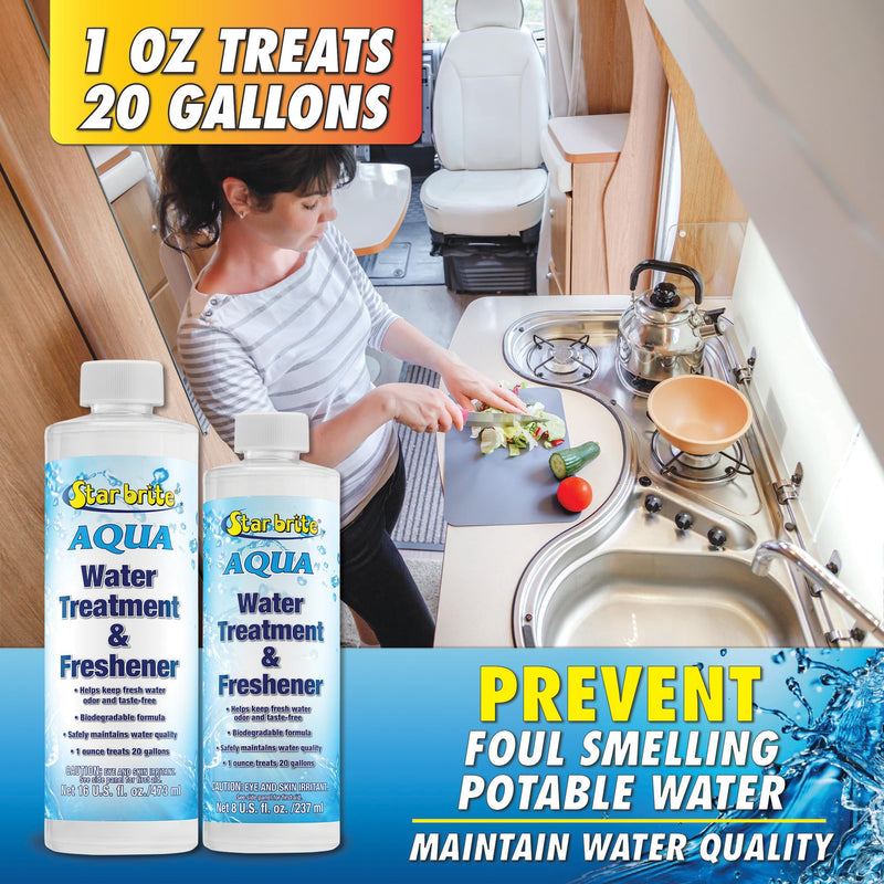 STAR BRITE Aqua Water Freshener - Treat & Maintain Superior, Fresh Tasting Drinking Water in Boats, RVs & Potable Systems Water Treatment 8 OZ