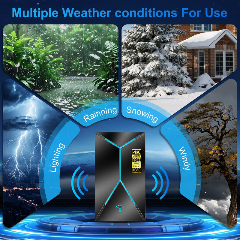 TV Antenna Indoor for Smart TV, Digital Antenna for Local Channels | 2026 Upgraded TV Antenna Indoor Outdoor, 3500+ Miles Long Range HDTV with Signal Booster, Supports 4K 8K 1080p Local Channels black Compact