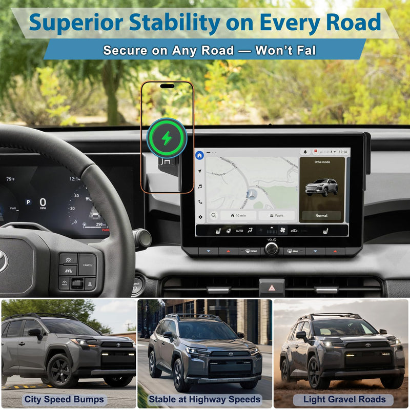 15W Fast Wireless Charger Car Phone Holder for 2026 Toyota RAV4 10.5-inch Touchscreen (LE/SE/XLE Premium/Woodland), 360° Rotation Phone Mount Compatible with MagSafe, 2026 Toyota RAV4 Accessories for 2026 RAV4 10.5-Inch 15W Wireless Charging