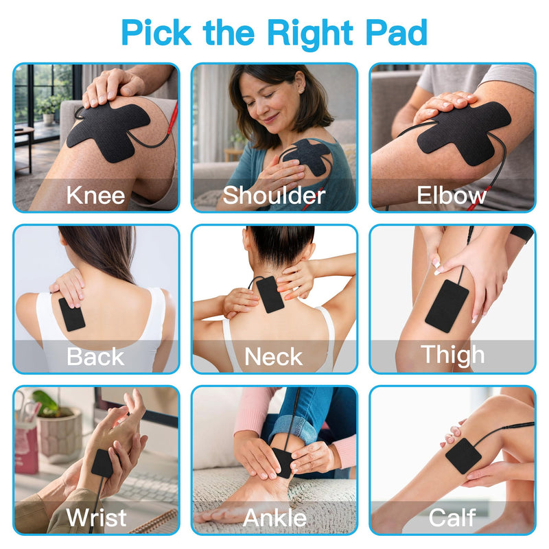  [AUSTRALIA] - DOMAS TENS Unit Electrode Pads for Knee Shoulder Pain Relief- Compatible with TENS 7000 and Other 2mm Pin Units - Reusable & Latex-Free