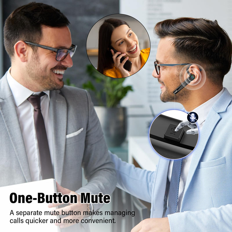 Atheewon Bluetooth Headset V5.4, Wireless Bluetooth Earpiece with Dual Mic Noise Cancelling, 115H Playtime Computer Headset Hand Free Headphones for Trucker, Driver, Home, Work, Business Black