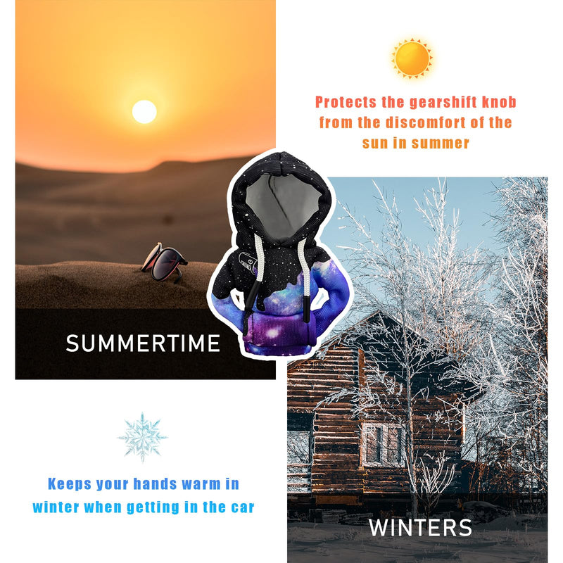 Car Gear Shift Hoodie, Mini Funny Fashionable Automotive Gear Shifter Cover, Winter Warm Car Shift Knob Sweater Protector, Universal Interior Car Accessories for Decoration (Starry Sky) Starry Sky