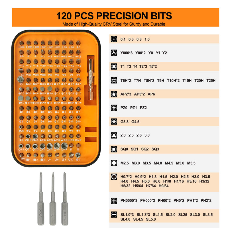 Precision Screwdriver Set, 130 in 1 Electronics Magnetic Screwdriver Set with 120 bits Repair Tool Kit for Computer, PC, Laptop, Phone, Mac, Tablet, Home DIY, Game Consoles, Glasses, Watch 130 in 1 Precision Screwdriver Set