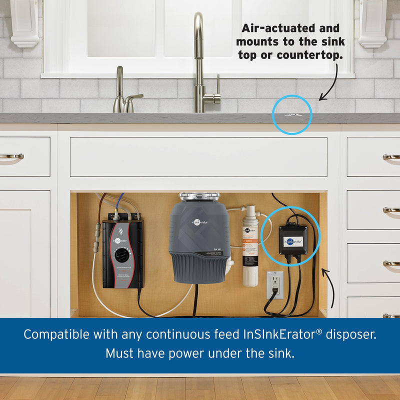 InSinkErator Garbage Disposal Air Switch Kit, Dual Outlet Sink Top Switch Button for All InSinkErator Food Waste Disposer Models, Satin Nickel STS-OOSN Single Outlet
