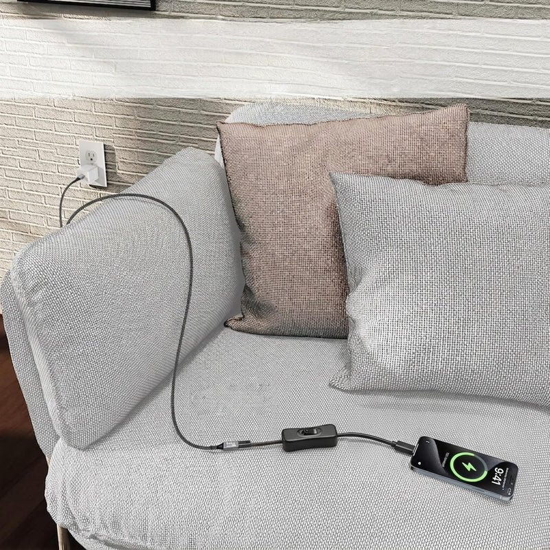 USB C on Off Switch (10gbps/100w/4k@60hz/1ft),USB C Cable with Switch Support Charging/Data/Audio/Video Transmission Compatibility with Most USBC Devices (Smartphones, Laptops,Monitors) 1Ft