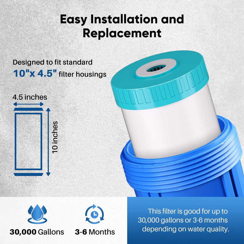 PUREPLUS 5 Micron 10" x 4.5" Whole House Iron & Manganese Reduce Water Filter Replacement for FM15B, WD-WF10F, RFFE10-BB, RFN10BB-SZ, 10-Inch, Pack of 1 lron & Manganese Removal Filter