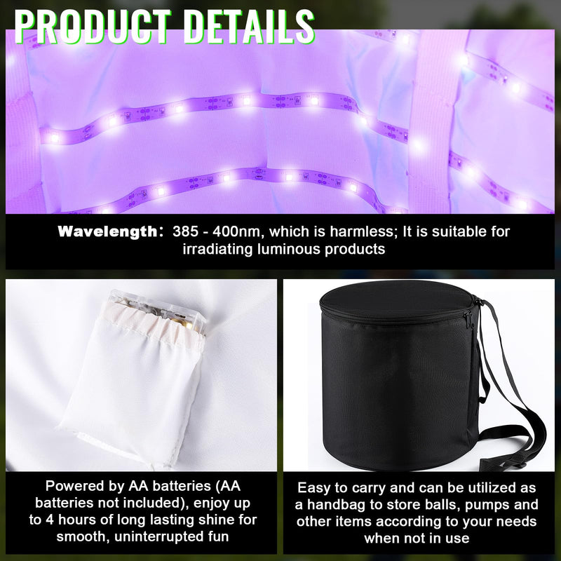 Hiboom 6 Pcs Glow in The Dark Flag Football Belts with UV Light Quick Charger Bag, Adjustable Belt Set for Playground Backyard Camping Yard Game Outdoor in The Dark Games Party Accessories