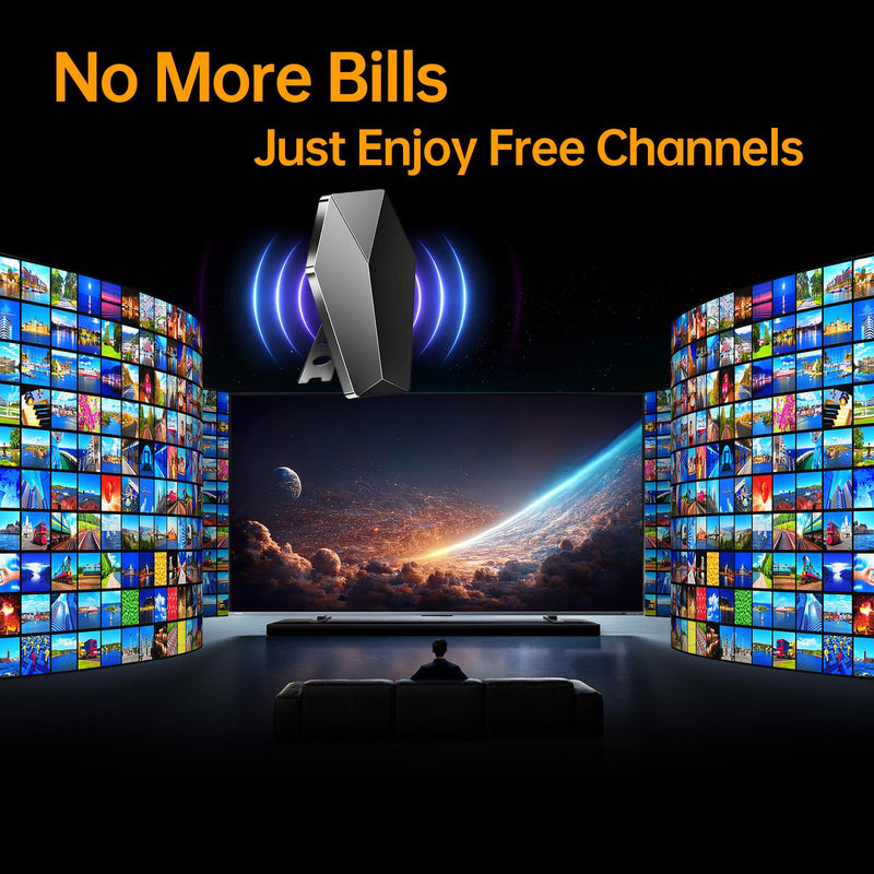 Amplified Digital TV Antenna 5000+ mi Indoor/Outdoor, 2026, 4K 8K 1080p | Smart TV Antenna for Local Channels Long Range Amplified Signal Booster-38ft, Smart IC Chip, 3-step Install, Weatherproof