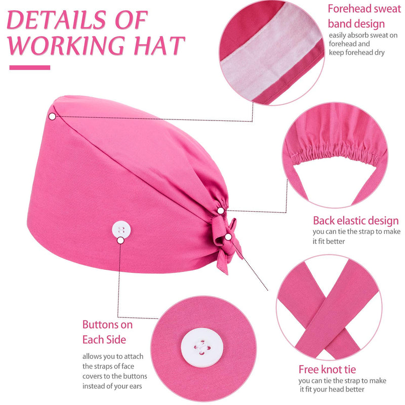 Syhood 12 Pieces Working Caps Gourd-Shaped Tie Back Hats with Button Adjustable Unisex Hats with Sweatband, 12 Colors