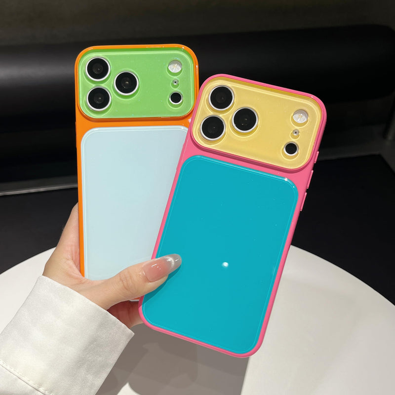 Caseative for iPhone 17 Pro Max Case, Red Yellow | Contrast Candy Color Block Crystal Camera Lens Protection