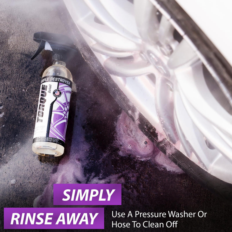 Torque Detail Purple Destroyer 16oz - Car Detailing & Wheel Cleaner Spray, Eliminate Brake Dust, Remove Iron From Rims & Wheels | Professional Strength Formula, Works On Chrome, Aluminum, Alloy & More