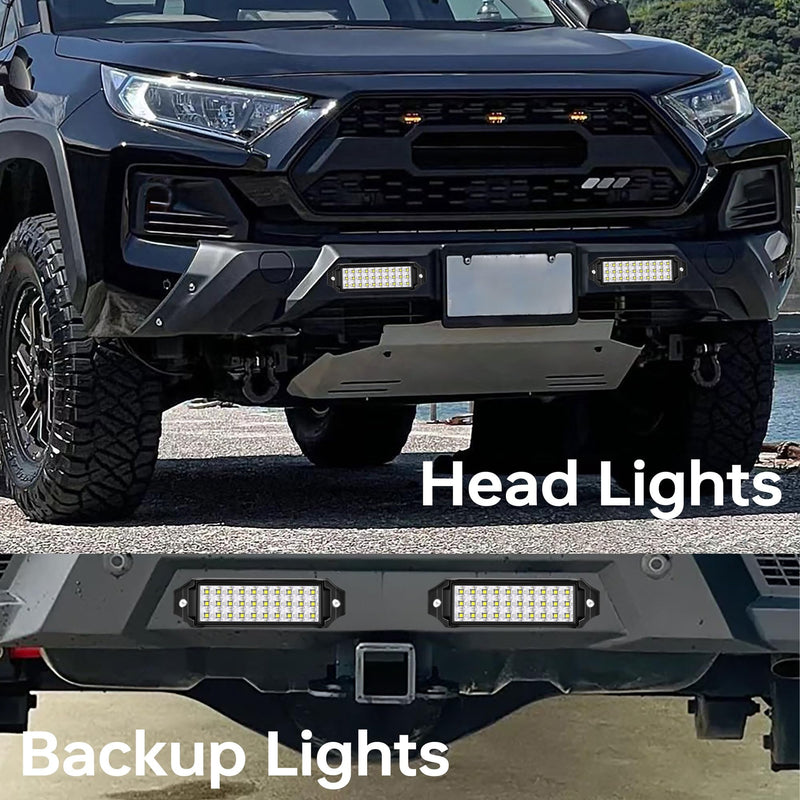 Flush Mount LED Pod Lights, 2PCS 40W Bumper Backup Reverse Spot Off-Road Driving Fog Work 6 Inch LED Light Bar for Truck ATV UTV Boat (White) White