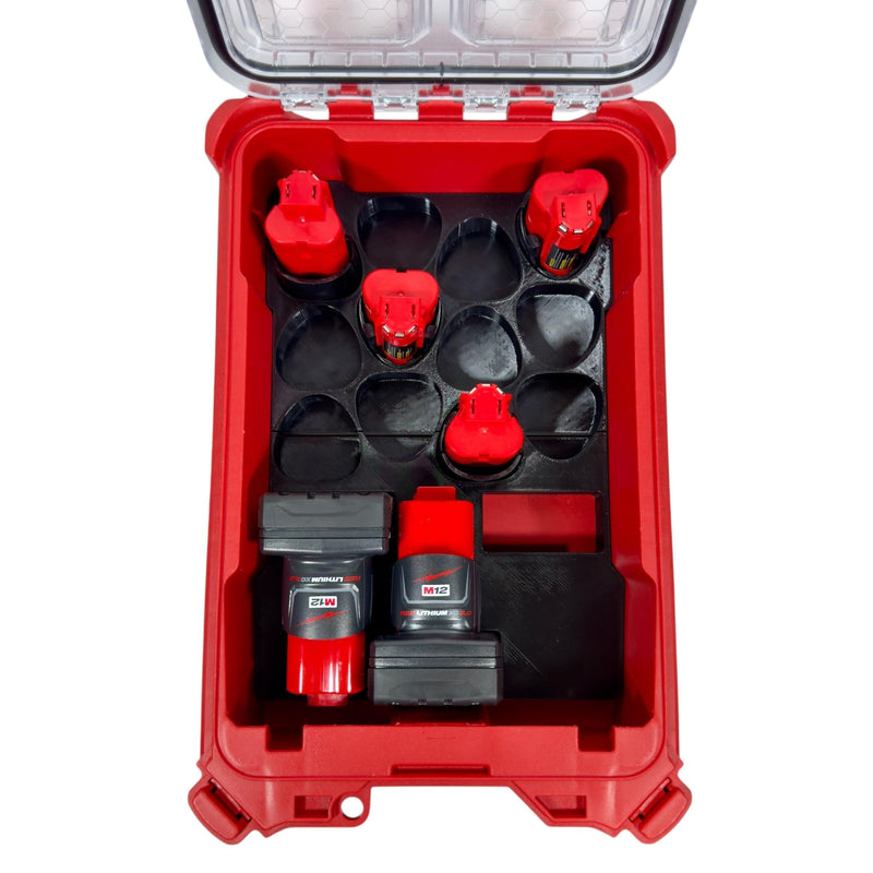 M12 Battery Organizer for M12 Batteriees and Milwaukee Packout Compact Organizer Model 48-22-8435